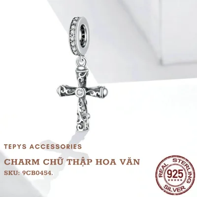 Charm Chữ Thập Có Hoa Vắn