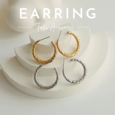Snake Skin Round Earring