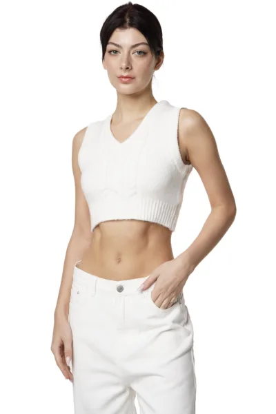 OXFORD KNIT VEST - WHITE