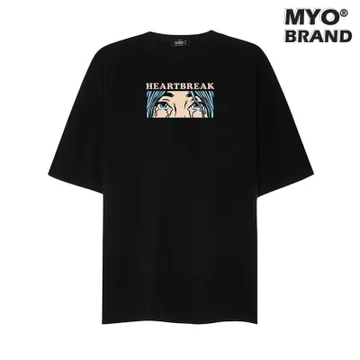 Áo Thun Nam Cổ Tròn MYO Vải Cotton In Hình Heart Break