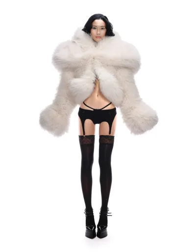 SNOW CROPPED FAUX FUR JACKET