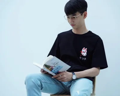 Áo Thun Myo Thêu Hình Hồ Ly kitsune