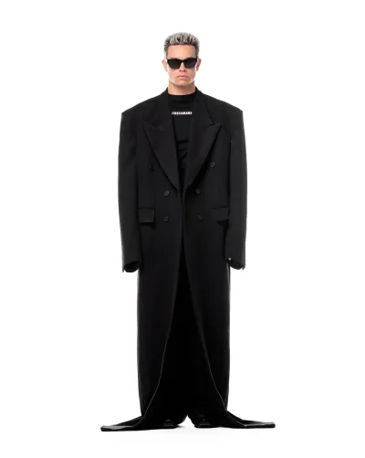 MAMAFIA FELT TRENCH COAT - BLACK