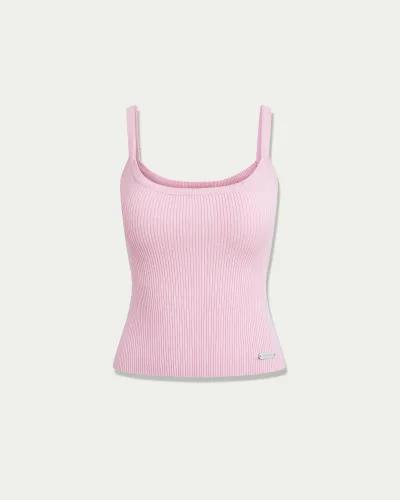 Knitted Spaghetti-Strap Tank Top