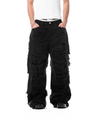 MAMAFIA DISTRESSED JEANS - BLACK
