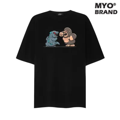 Áo Thun Tay Lỡ Nam MYO Vải Cotton In Hình Kong Godzilla