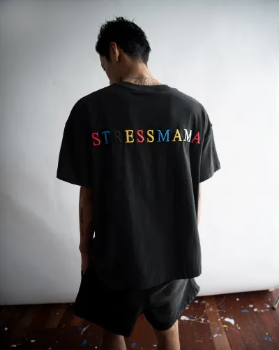 SSMA RAINBOW EMBROIDERY T-SHIRT - BLACK