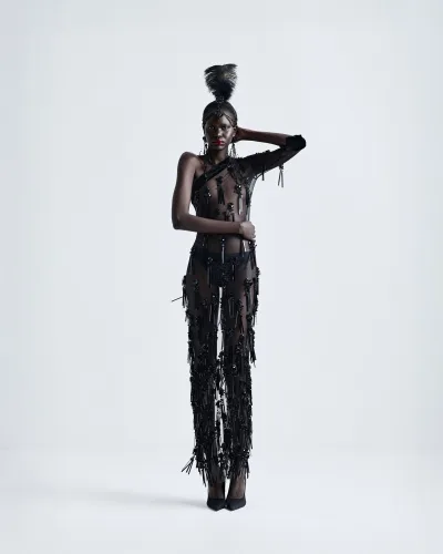 Eternal Bond Beaded Mesh Dress