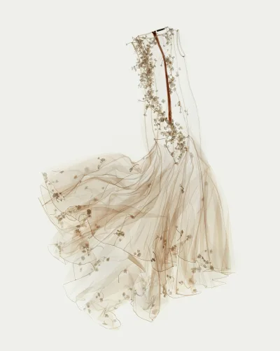 Honeysuckle Mesh Evening Gown