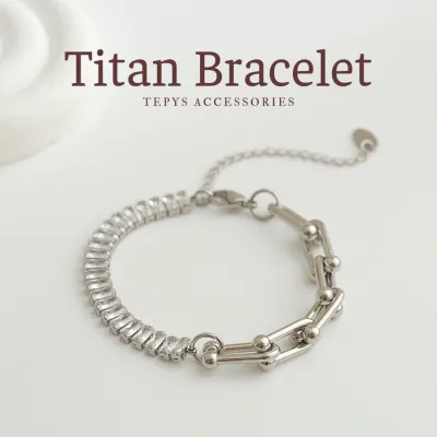 Lắc Tay Stone Mite Titan Silver