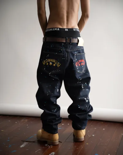 SSMA COLOR SPLATTER JEANS - DARK BLUE
