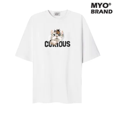 Áo Thun Form Rộng MYO In Hình Cat Curious