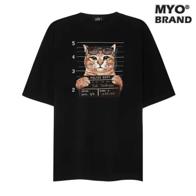 Áo Phông Nam Cao Cấp MYO Vải Cotton In Hình Mèo Phá Phách