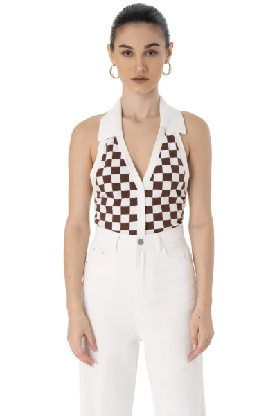 ATM HALTER NECK TOP - BROWN