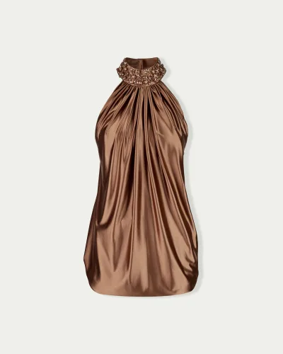 Half Turn Halterneck Mini Dress