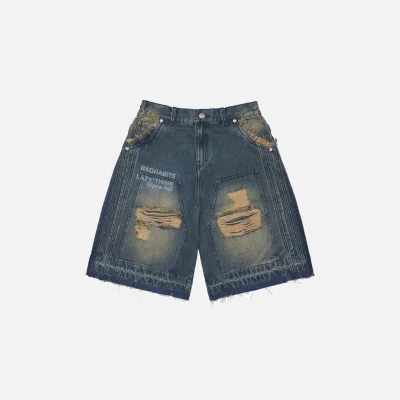 DOUBLE DESTROYED BAGGY SHORT