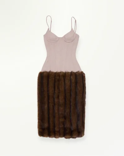 Veinline Fur Midi Dress