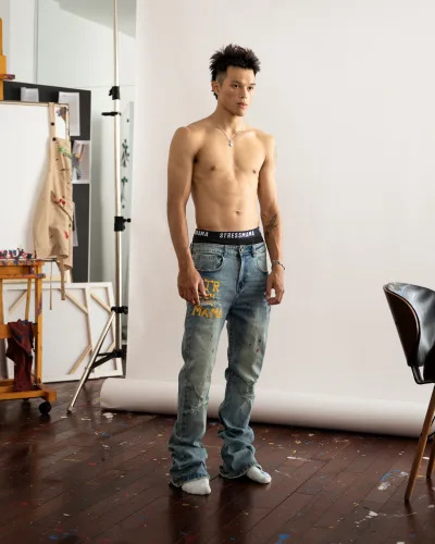 SSMA ART SPACE FLARED JEANS - BLUE