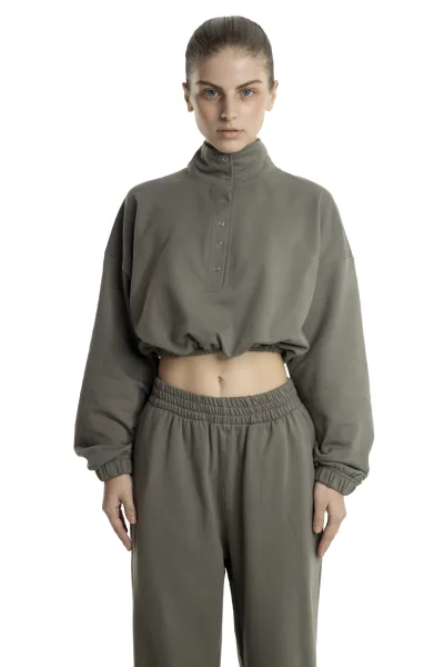 CROPPED SWEATSHIRT - SAGE GREEN