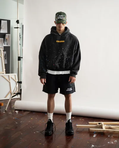 SSMA PAINT SPLATTER HOODIE - BLACK