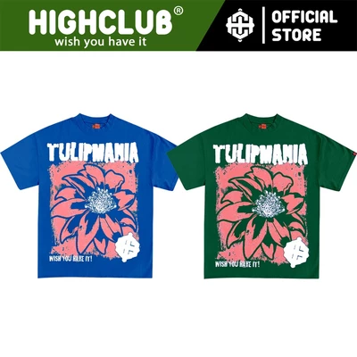 Áo Thun TULIPMANIA Tay Lỡ Unisex Nam/Nữ màu XANH DƯƠNG/XANH LÁ Cổ Tròn PHỐI CỔ - HIGHCLUB Brand Chính Hãng