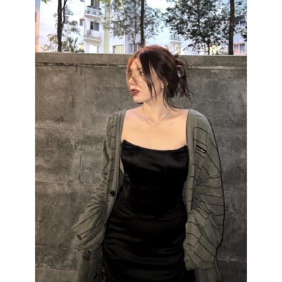 “TVD STRIPES OLIVE CARDIGAN” Áo khoác Cardigan sọc