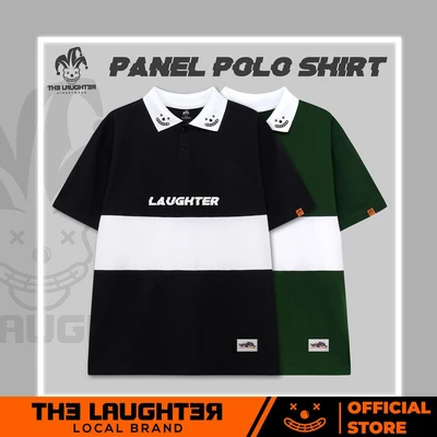 Local brand LAUGHTER 2022 PANEL POLO - Áo polo thêu Oversize phối màu đen trắng xanh lá