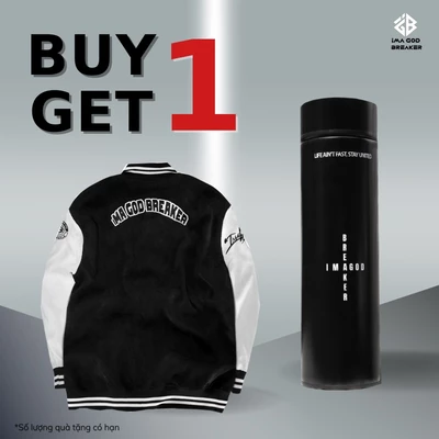 TẶNG BÌNH GIỮ NHIỆT - Áo Khoác Bomber Unisex Black White Varsity local brand iMA God Breaker (iGB)