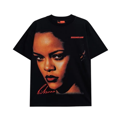 Áo Thun RIHANNA Tay Lỡ Unisex Nam/Nữ màu ĐEN Cổ Tròn PHỐI CỔ - HIGHCLUB Brand Chính Hãng