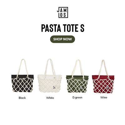 Jamlos Pasta Tote S - Túi tote canvas phối macrame phiên bản mini xách tay thời trang