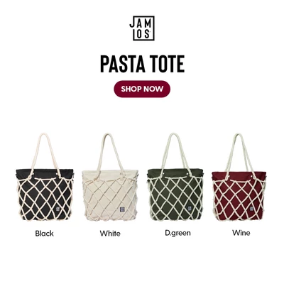 Jamlos Pasta Tote - Túi tote thời trang vải canvas phối dây macrame thủ công
