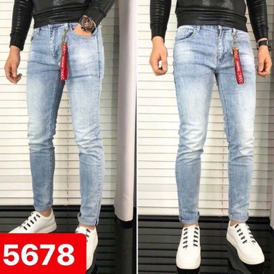 Quần jean nam quần bò xanh trơn cơ bản