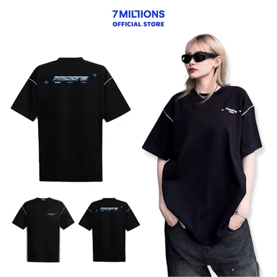 Áo Thun Cổ Tròn Modernism Vải Cotton 2 Chiều Unisex Oversized 7MILLIONS (Đen)
