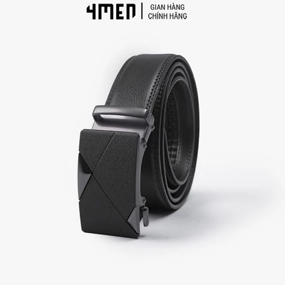 Thắt Lưng Nam Khóa Tự Động 4MEN TL107 dây lưng trơn màu đen thanh lịch, hiện đại, chất liệu da bền chắc, dễ phối đồ