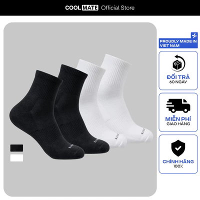 [TẶNG COMBO TẤT ĐƠN 329K]Combo 2 đôi tất vớ nam Thể Thao Cổ Trung Cushion chất liệu cotton thoáng khí Coolmate