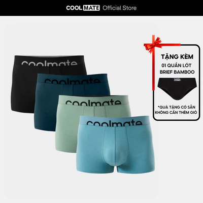 [Tặng kèm 1 brief bamboo] Combo 4 quần lót trunk lenzing modal cạp logo Coolmate
