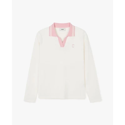 MLB - Áo polo nữ cổ bẻ tay dài Basic Small Logo_3FPQB0141-45CRS