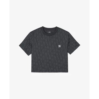 MLB - Áo croptop nữ cổ tròn tay ngắn Monogram_3FTSMA143-50BKS