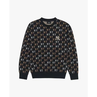MLB - Áo sweatshirt unisex cổ tròn tay dài Classic Monogram Jaquard_3AMTM0344-50BKS