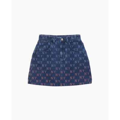 MLB - Chân váy denim phom chữ A mini Gradient Jacquard Monogram_3FDSM0144-50INS