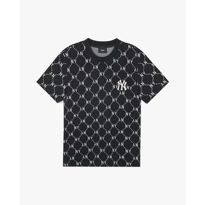 MLB - Áo thun unisex cổ tròn tay ngắn Diamond Monogram Jacquard_3ATSM0143-50BKS