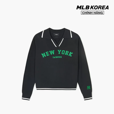 MLB - Áo sweater nữ cổ bẻ tay dài Varsity Slit Collar_3FKPV0141-50BKS