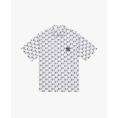 MLB - Áo sơ mi unisex cổ bẻ tay ngắn phối họa tiết monogram_3AWSM0543-50IVS