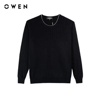 OWEN - Áo len Regular Fit ALD231658 màu Đen chất liệu Cotton- Acrylic