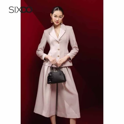Quần ống rộng dáng lửng SIXDO (Light Pink Woven Culottes)