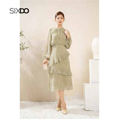 Chân váy voan phối bèo thời trang SIXDO (Floral Midi Voile Skirt)