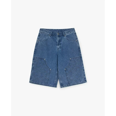 MLB - Quần short jeans nam Diagram Monogram Embossed_3LDPM0253-50INS