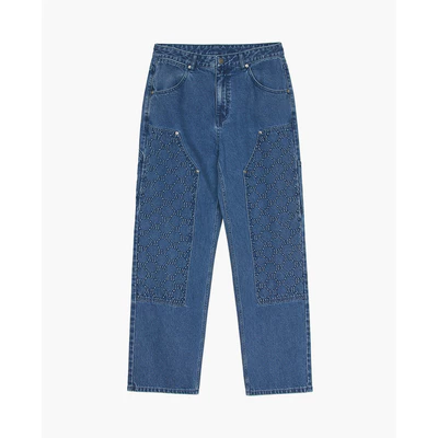MLB - Quần jeans nam ống rộng Diagram Monogram Embossed_3LDPM0551-50INS