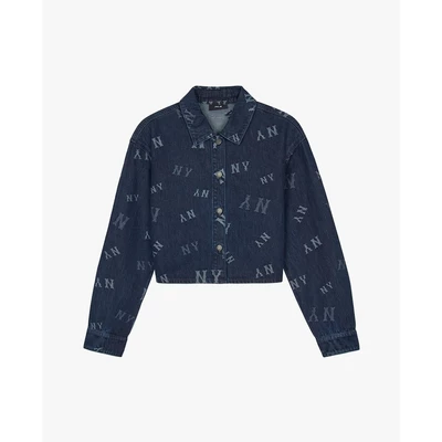 MLB - Áo khoác denim nữ cổ bẻ tay dài Classic Jacquard Monogram_3FDRM0244-50NYD