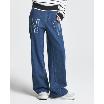 MLB - Quần jeans nữ ống rộng Denim Logo Coopers Mega_3FDPB0544-50INS